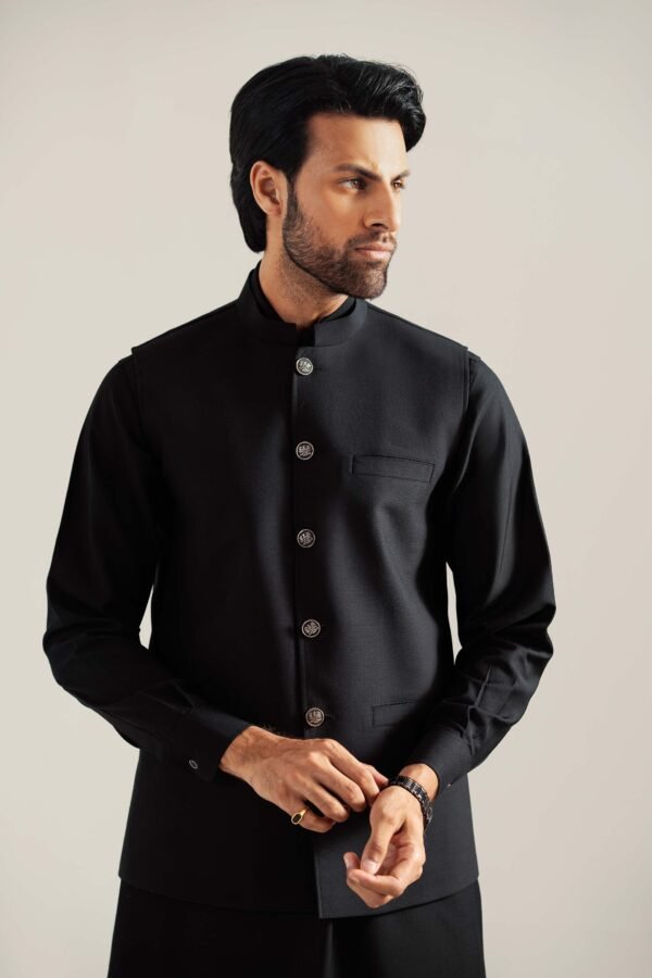 WAISTCOAT BLACK STRAIGHT BOTTOM