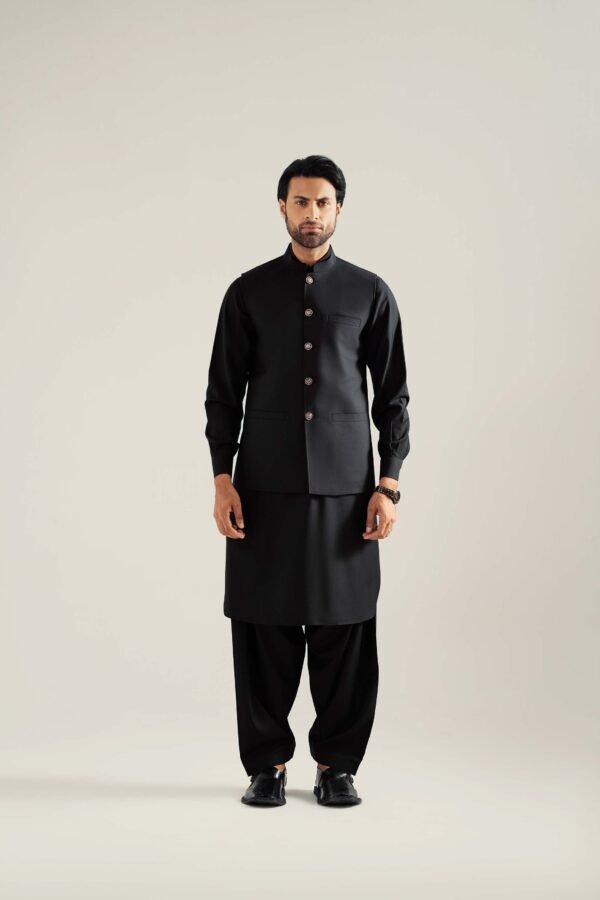 WAISTCOAT BLACK STRAIGHT BOTTOM - Image 2
