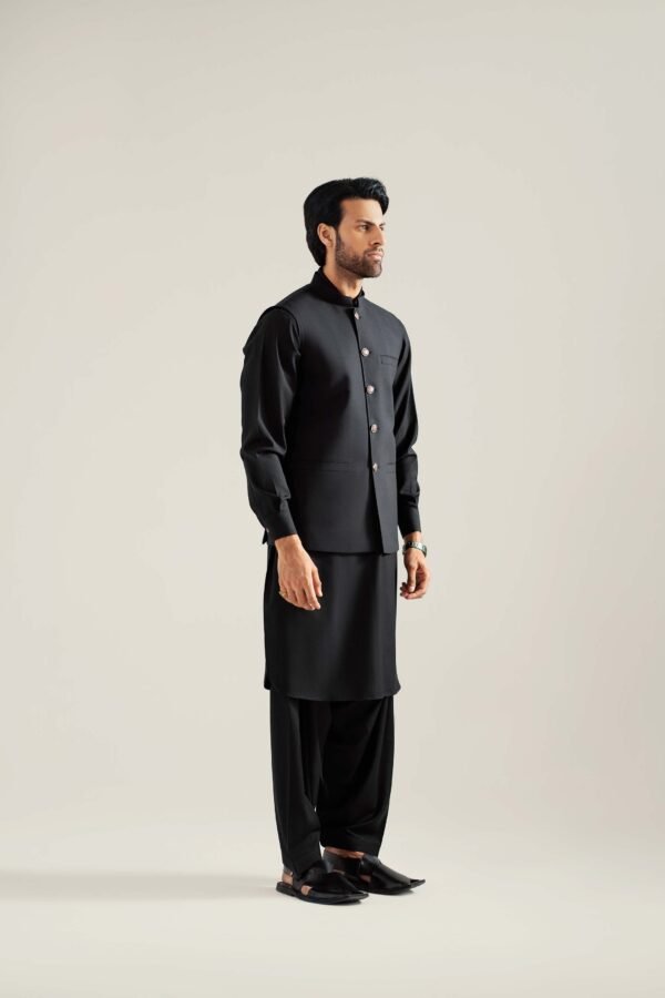WAISTCOAT BLACK STRAIGHT BOTTOM - Image 3
