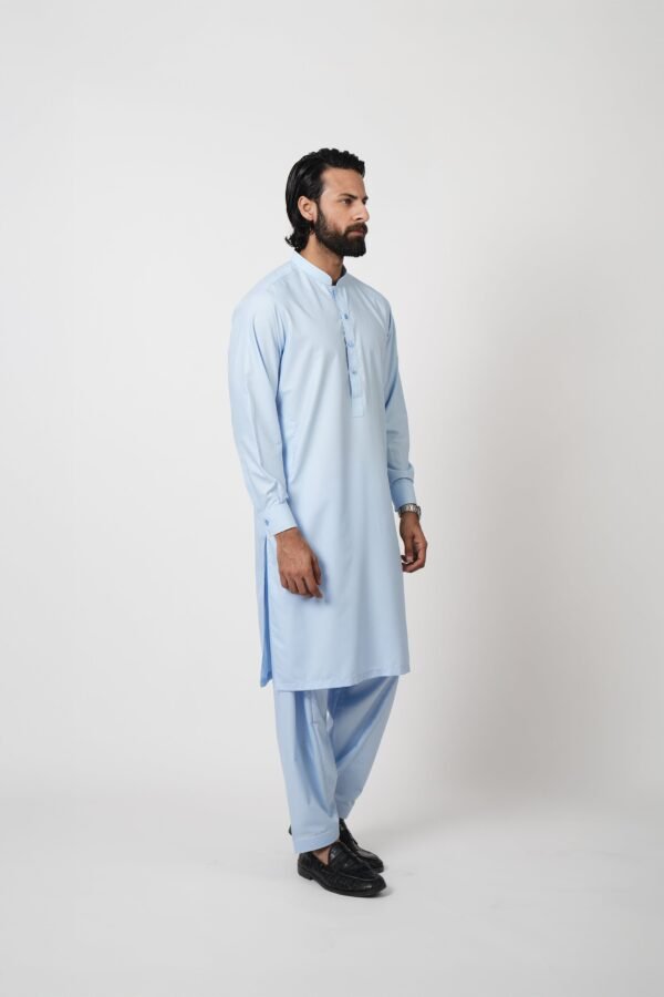 SHALWAR KAMEEZ SKY BLUE (BAIN + STRAIGHT DAMAN) - Image 3