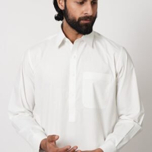 SHALWAR KAMEEZ WHITE (collar gol daman)
