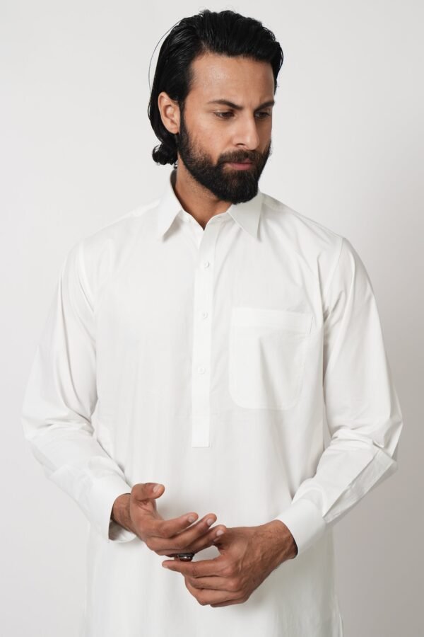 SHALWAR KAMEEZ WHITE (collar gol daman)