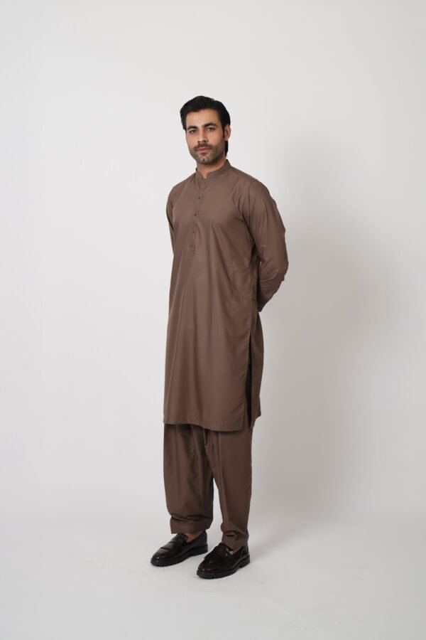 SHALWAR KAMEEZ WOOD BROWN (bain sida daman) - Image 2